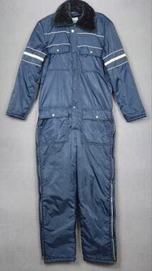 Vintage Sears Work Leisure Coveralls Mens 40 Blue Nylon Insulated Lined Belted